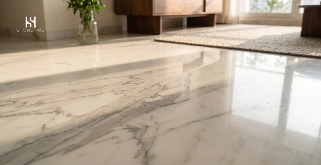 Clean polished marble flooring in a modern home